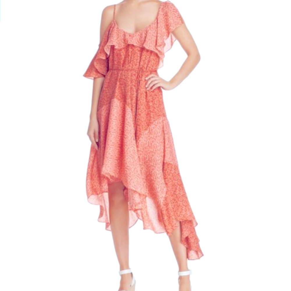 JOIE Hacinthia Asymmetrical Silk Ruffle Dress